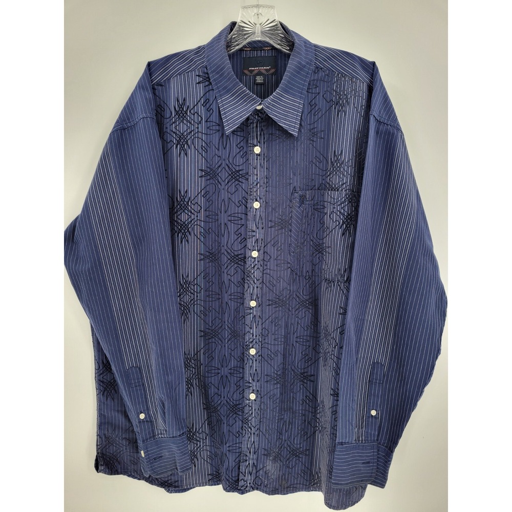 Phat Farm Mens XL Embroidered Blue‎ Button Down Long Sleeve